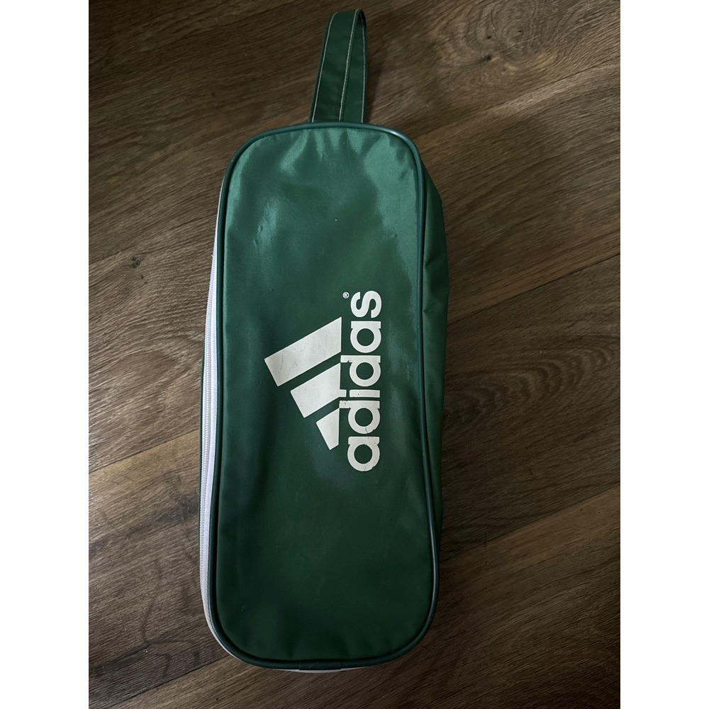 Vtg Adidas Soccer Shoe Bag Gym Sports Travel Pouch Toiletry Bag Green White